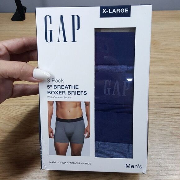GAP Boxer Briefs Mens XL Blue 3-Pack 5" Breathe Contour Pouch Soft Stretch - Picture 1 of 4